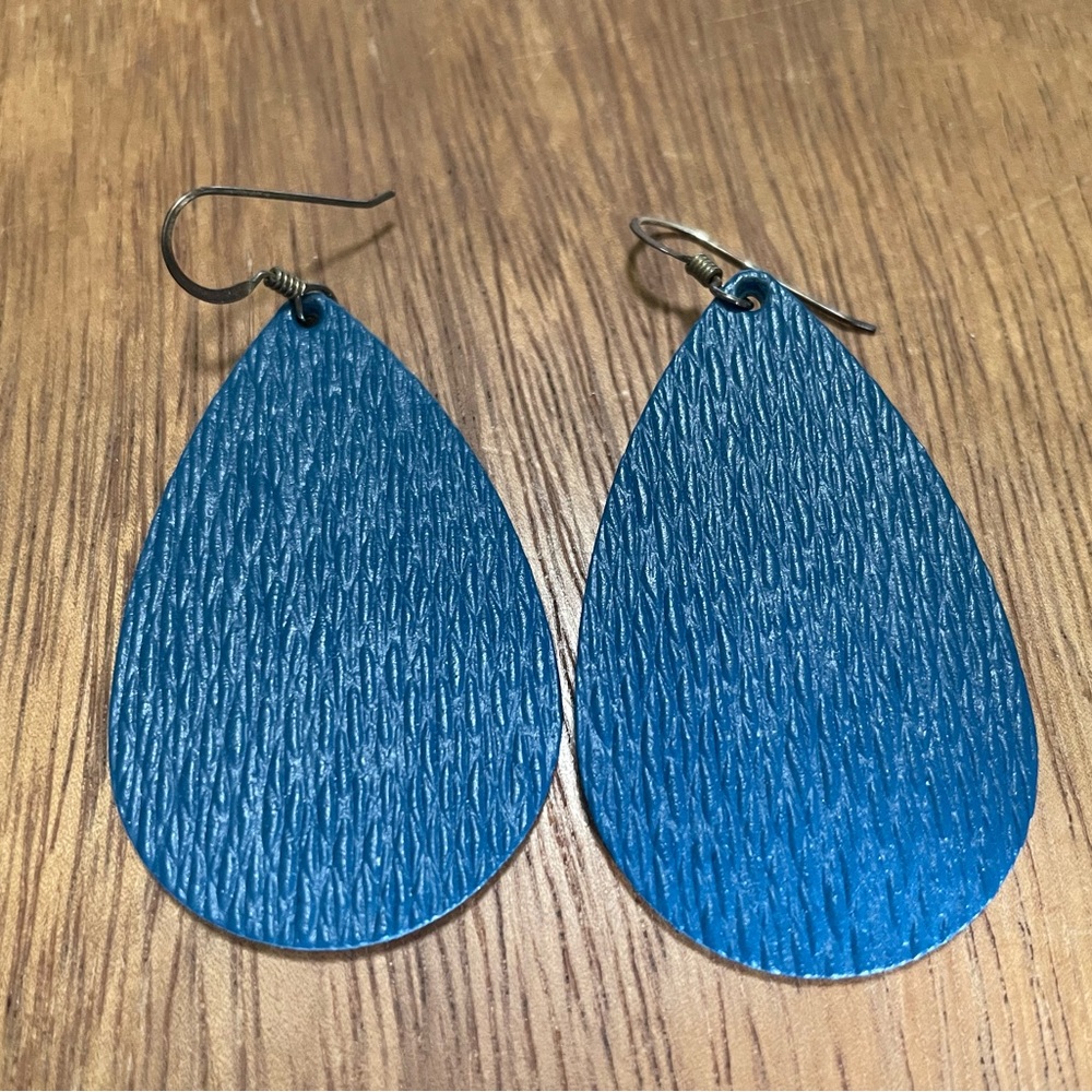 Blue Nickel and Suede Lightweight Earrings